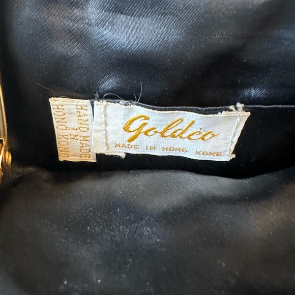 Vintage Black Beaded Clutch Handbag Sequence Gold Hardware Art Deco - Picture 8 of 10